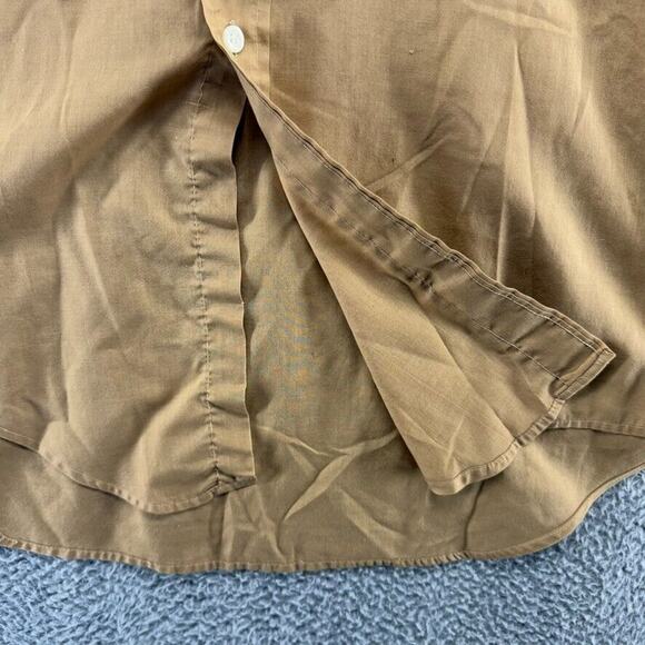 Vintage Enro Shirt Men's Large Brown Solid Point Permanent Press Rockabilly 60s - Picture 5 of 10